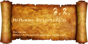 Hofbauer Krisztián névjegykártya